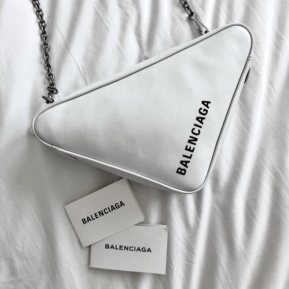 BALENCIAGA WHITE TRIANGLE CROSSBODY CHAIN BAG - Picture 6 of 6